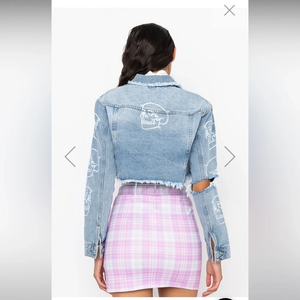 One Eight Azalea Wang Skull monogram denim Jacket - Picture 5 of 14